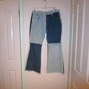 The Ragged Priest Patchwork Jeans Size 34 Bell Bottom Hippie Trip 90s Rave Y2K